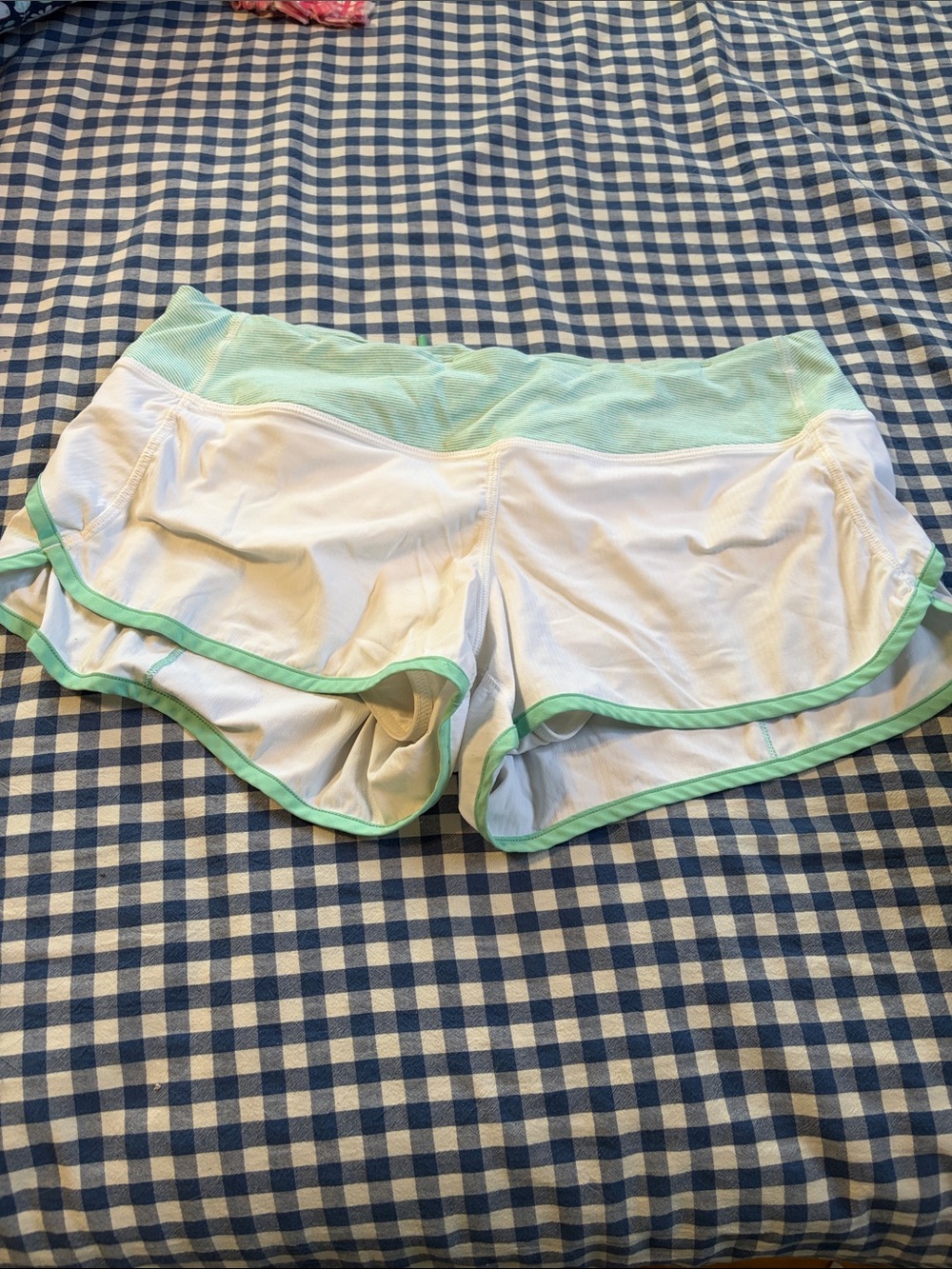 lululemon athletica White Lounge Shorts with Mint Trim
